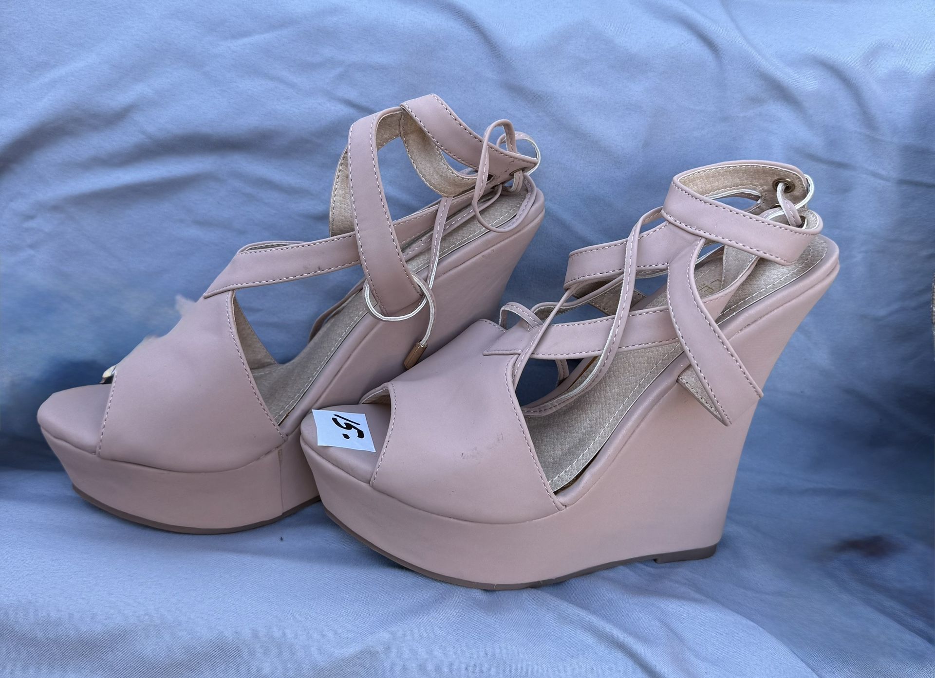 Pink Wedge Straps Heels