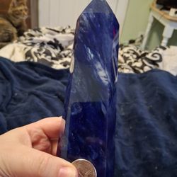 Blue Smelted Quartz Tower 8in