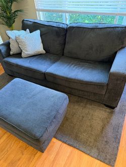 Charcoal Gray Couch + Matching Ottoman Set