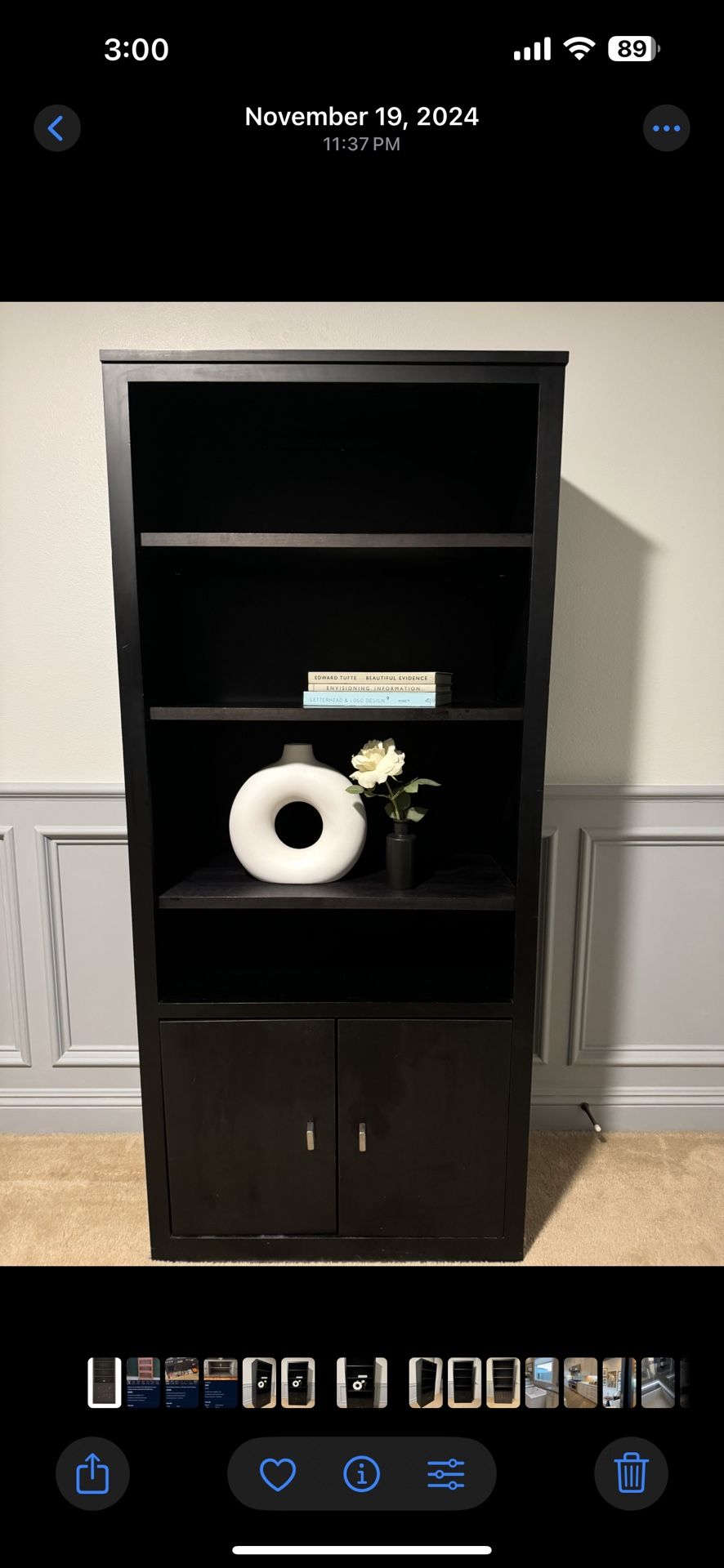 Room And Board Designer Dark Wood Book Shelf cabinet