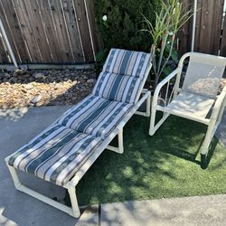 Mid Century Modern Outdoor Patio Furniture Chaise Lounge Arm Chair Set 