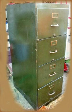 Vintage Military Industrial Solid Wood Shaw Walker Filing Cabinet