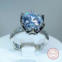 925 Sterling Silver Cz Engagement Ring Sz 6/7