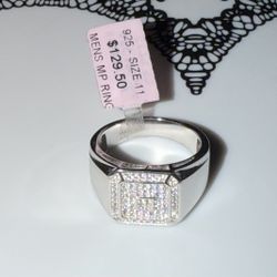 Square Framed 925 Sterling Silver Ring CZ Gemstones