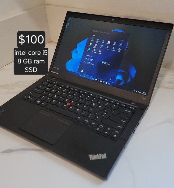 Windows 11 pro Lenovo thinkpad laptop. Intel core i5. 8 GB ram. SSD. Delivery Available. Se Habla Español