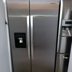 Whirlpool Refrigerator Side By Side Stainless Steel Everything Works Good 