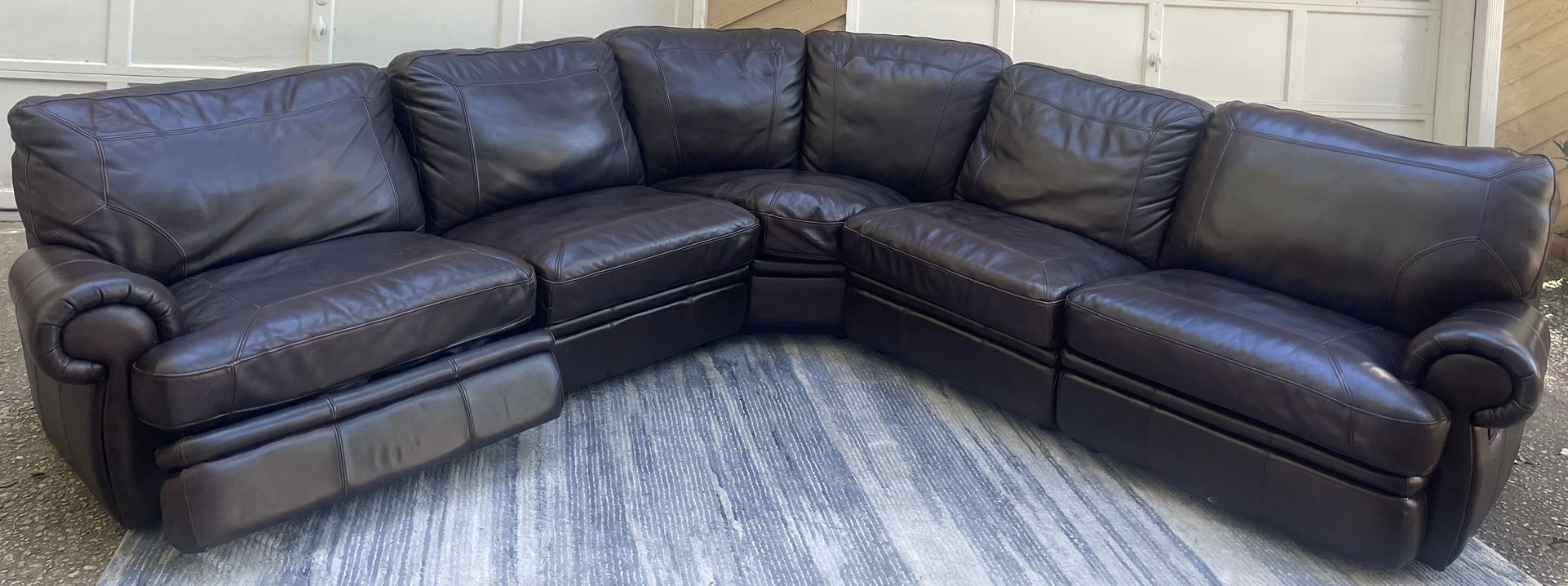 Brown Leather 5pc Reclining Sectional