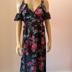 Women's Floral Ruffled Off The Shoulder Dress Size Small