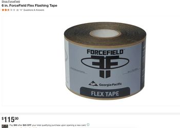 🔥 NEW ForceField Flex Flashing Tape 6” x 75’ – Contractor Grade  💲 Only $89 Each – No Tax (Cash Price) read more