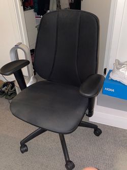 Black Fabric Office Chair with Armrests