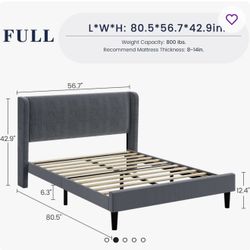Grey full size bed frame