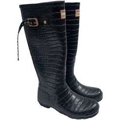 JIMMY CHOO HUNTER animal print women’s rain tall boots Size 6 
