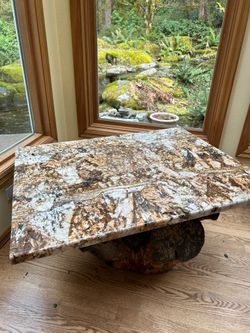 Tree Base Coffee Table w/ Granite Top