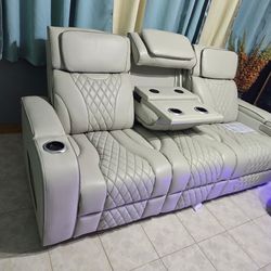 Power Reclining Sofa Or Love Seat Heat And Massage Adjustable Headrest 