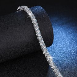 Beautiful Mossinate Tennis Bracelet 925 Sterling Silver 
