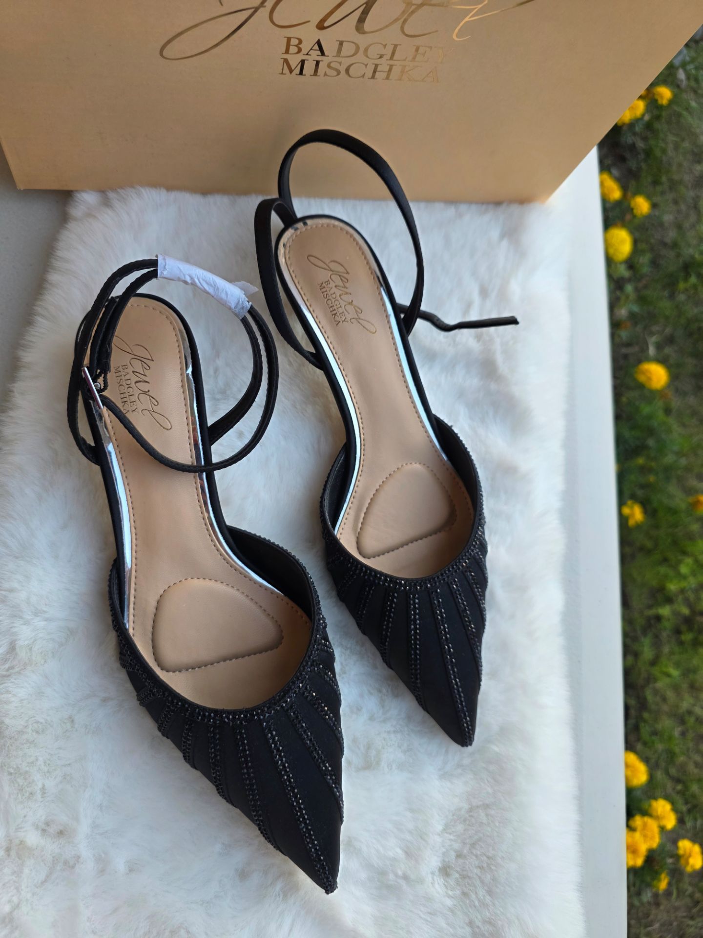 Jewel Badgley Mischka Women's Fable Evening Pumps - Black Satin, 7.5