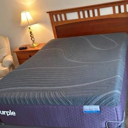 Queen Purple Mattress And adjustable frame with headboard