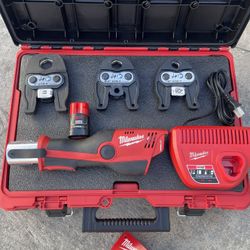 Milwaukee M12 12-Volt Lithium-Ion Force Logic Cordless ProPress Pro Press Tool Kit 3x Jaws w/ 1x 1.5 Ah Battery Charger & Packout  $1399 