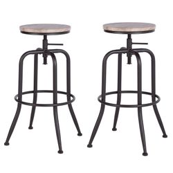 Open Box Homy Casa ANACLETUS OAK B 12.6" Bar Stool Adjustable Height for Home and Workspace
