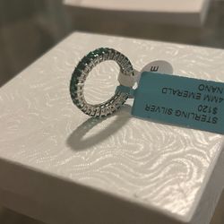 Emerald Nano Ring 925 Silver With Tag