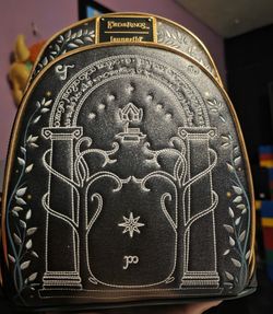 Brand New! Loungefly The Lord of the Rings Doors of Durin Glow-in-the-Dark Mini Backpack
