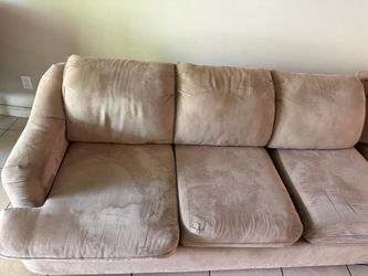 Beige Microfiber 3-Seat Sofa