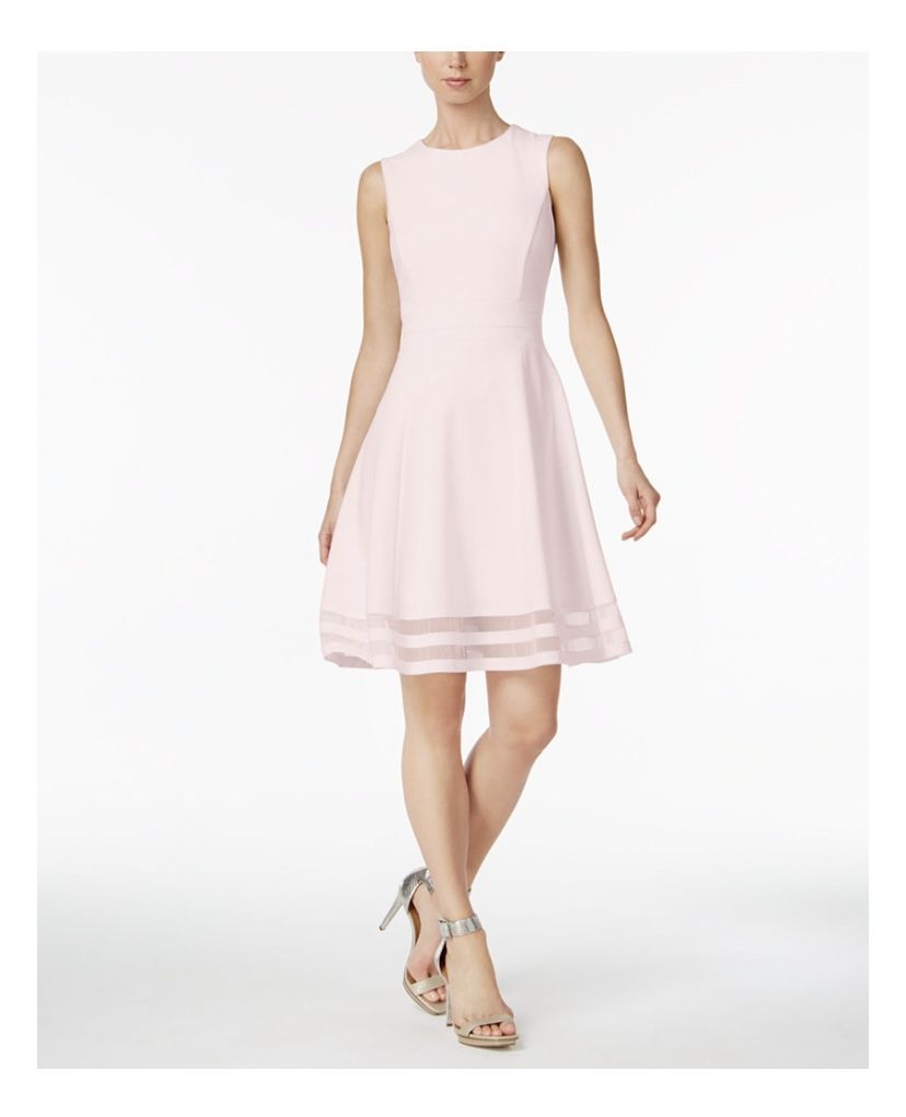 Illusion-Trim Fit & Flare Dress