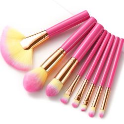 8 Pcs Rose Red Makeup Brushes Set,Professional Facial Beauty Cosmetic Makeup