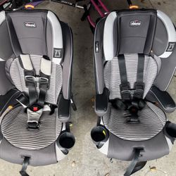 Two Chicco MyFit Zip Harness + Booster Car Seats