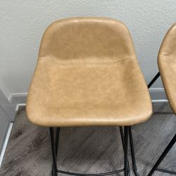Moving Sale - Set of 2 Tan Faux Leather Bar Stools