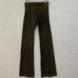 T Party Women's Fold Over Mineral Washed Bootcut Yoga Pants Rust Brown Sz Large.