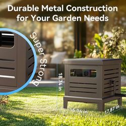125 ft Heavy Duty Metal Garden Hose Reel Box with Hand Crank & 5/8” Hose Capacity