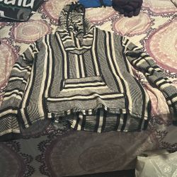 Gray,black,and white Striped Jacket