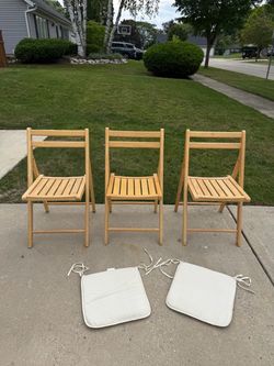 Set of 3 Wooden Folding Chairs.