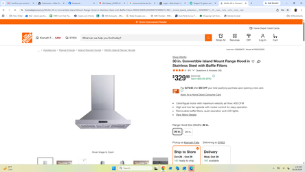 30 inch convertible island range hood
