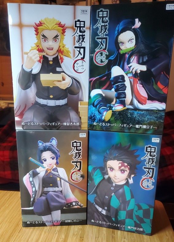 Demon Slayer Noodle Stopper Figure Set Tanjiro Nezuko Rengoku And Shinobu New