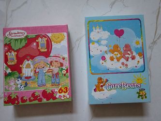 Vintage puzzles for kids: strawberry shortcake and carebare