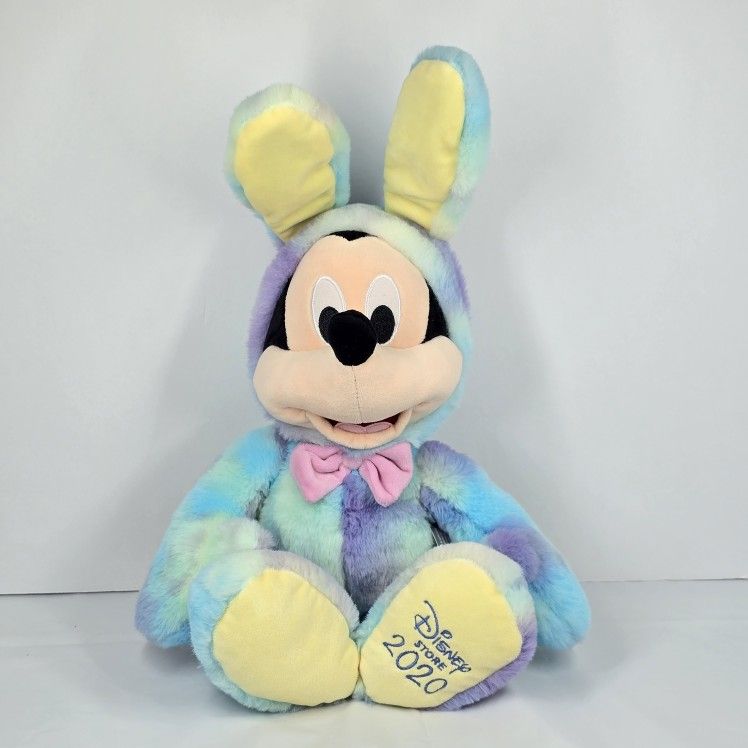 2020 Disney Store Easter Bunny Mickey Mouse Plush 14" Stuffed Animal Tie Dye NWT