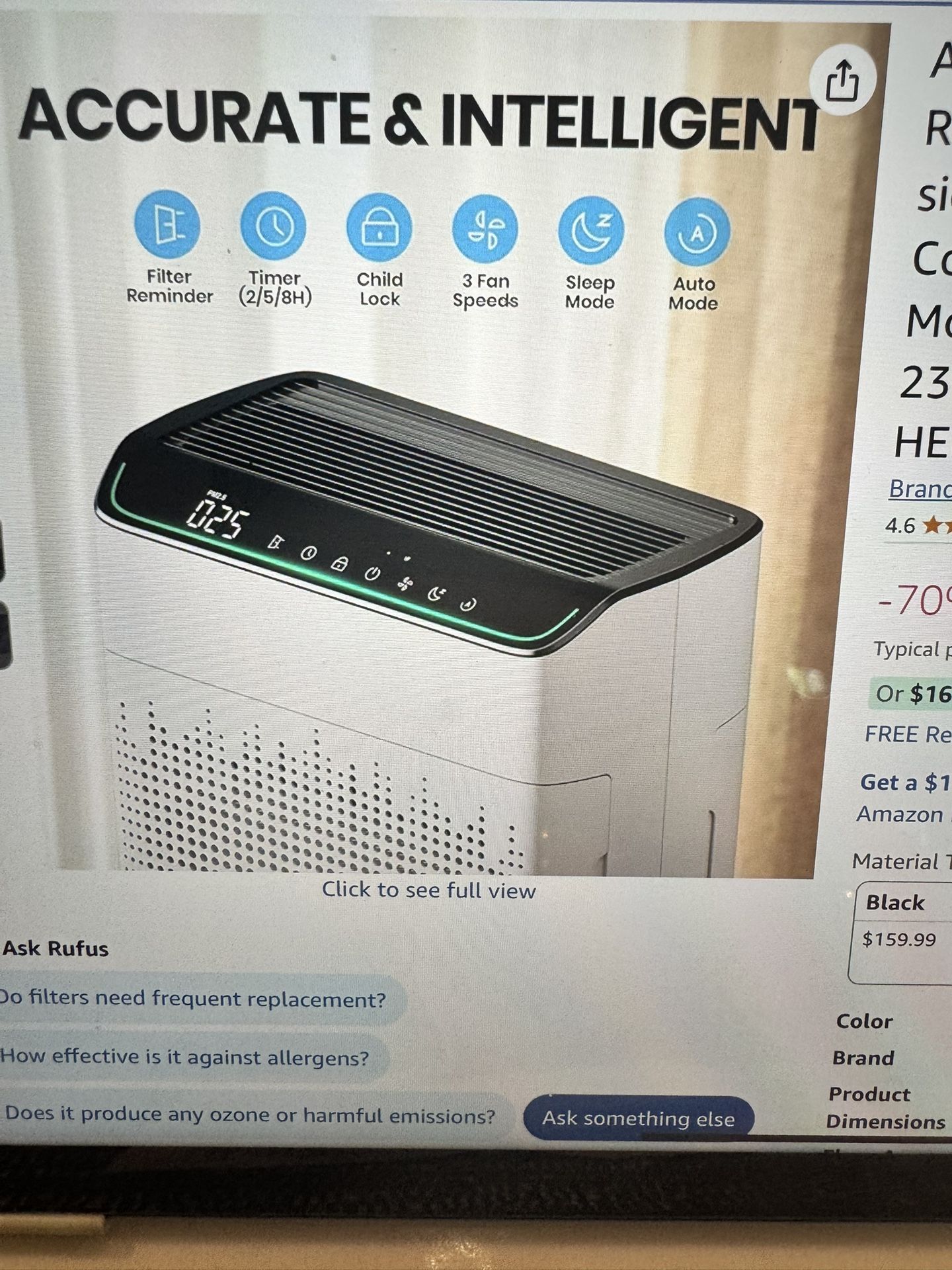 Brand New Air Purifiers for Home Large Room Up to 1690 ft Double-sided Air Inlet Smart WiFi Alexa Compatible PM 2.5 Air Quality Monitor for Smoke and
