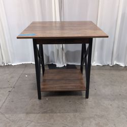 Industrial Style Brown Wood-Look End Table with Shelf