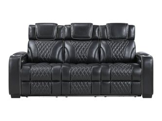 Whiselle Black Power Double Reclining Sofa