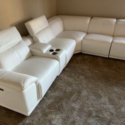 New 6 Piece/3PWR Reclining Sectional.  Genuine Italian Leather.  123”x110”.  Free Delivery.