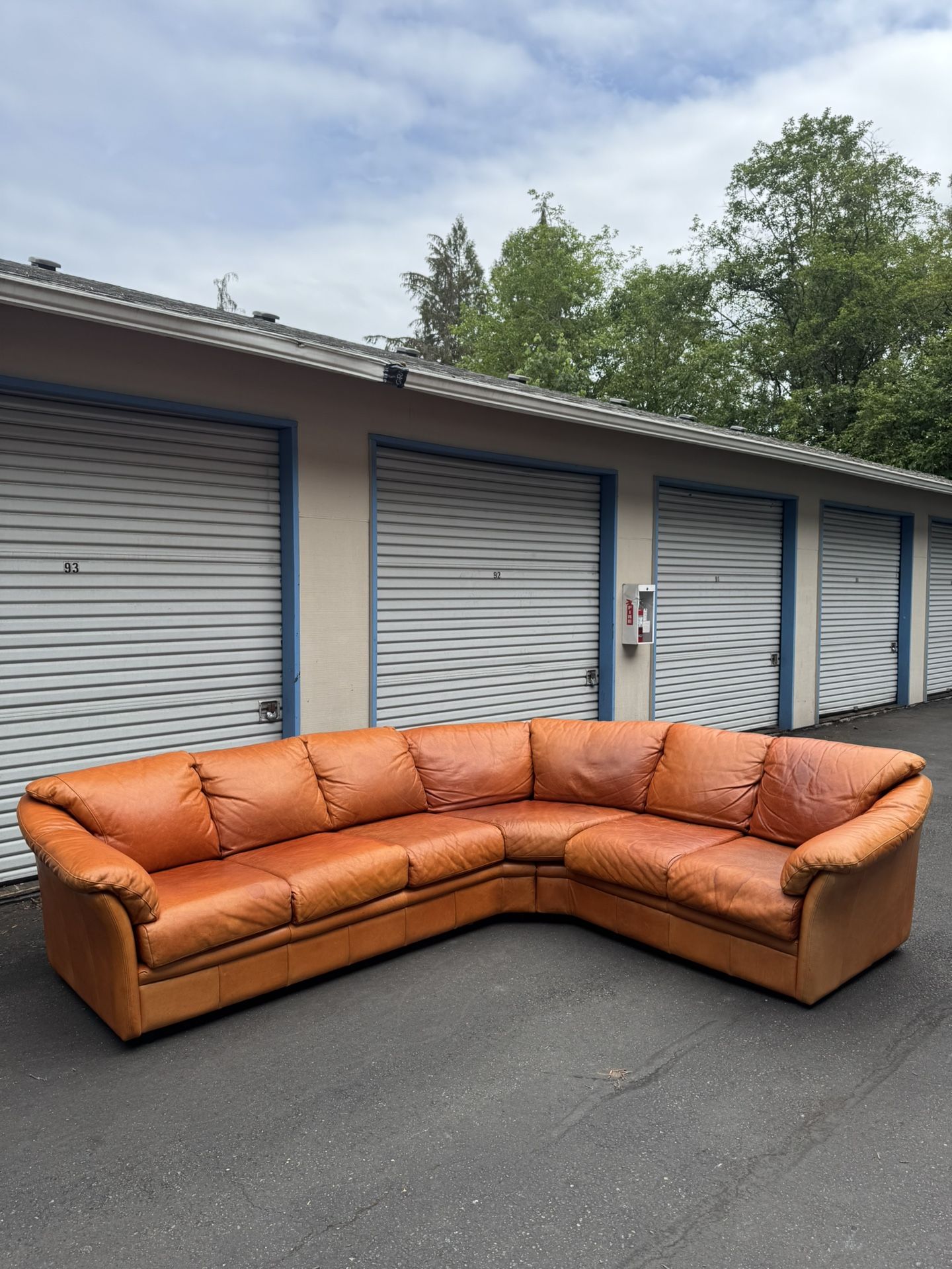 Vintage Dania Leather Lugano Curved Sectional