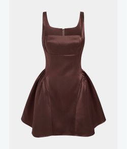 Micas- Satin Puff Hem Sleeveless Mini Dress