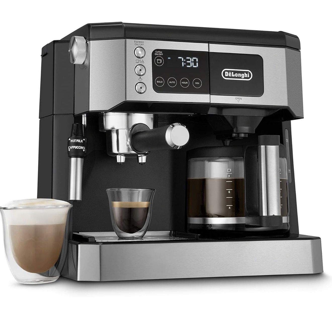 De'Longhi Coffee Maker And Espresso Machine + Advanced Adjustable Milk Frother for Cappuccino & Latte