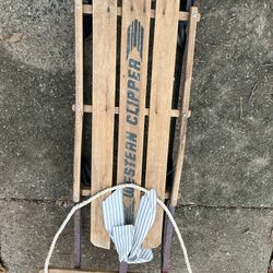 Vintage Snow Sled with metal Runners 