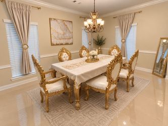 Baroque Gold Dining Table and Chair Set