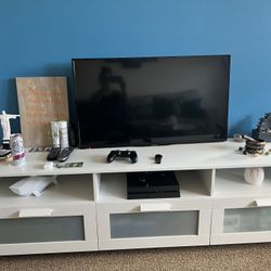 ikea tv cabinet and storage with 3 spacious drawers and shelves. looks new. read description