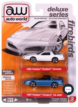 Auto World Deluxe Series Limited Edition 2 Firebirds Deluxe (2-Pack) 1992 Firebird Formula 1997 Firebird T/A