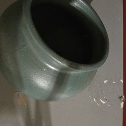 2 Green Ceramic Flower Pot Set 